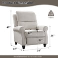 thumbnail image 2 of Ebello Push Back Recliner Chair – Overstuffed Textured Fabric Wingback Recliner, Adjustable Manual Reclining Sofa Chair for Living Room, Bedroom (White), 2 of 8