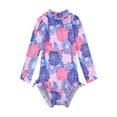 thumbnail image 5 of CHICTRY Newborn Baby Girls Rash Guard Ruffled Back One Piece Beach Bathing Suit Purple 0-3 Months, 5 of 7