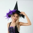 Inevnen Halloween Party Hat Feather Witch Hat for Women Men Costume