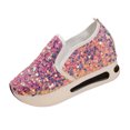 thumbnail image 2 of Sneakers for Women, Womens Walking Shoes, Office Shoes, Women's Slip On Mesh Sneakers With Floral Embroidery, Breathable Platform Shoes With Hidden Wedge Heel for Daily Wear, Hot Pink US-10/EU-43, 2 of 4