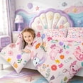 thumbnail image 4 of Manfei Magical Axolotl 7 Pieces Full Size Bedding Sets,Cartoon Animals Print Full Size Bed in a Bag,Pink Reversible, 4 of 7