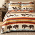 thumbnail image 2 of Carstens, Inc. Western Aztec Country Bedding Set, Southwestern Microfiber Quilt Set, Wrangler Western Stripe, Twin, 2 of 6