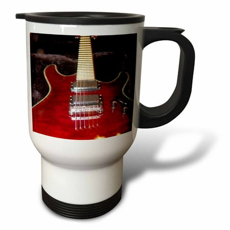 3dRose Upclose Red Guitar, Travel Mug, 14oz, Stainless Steel