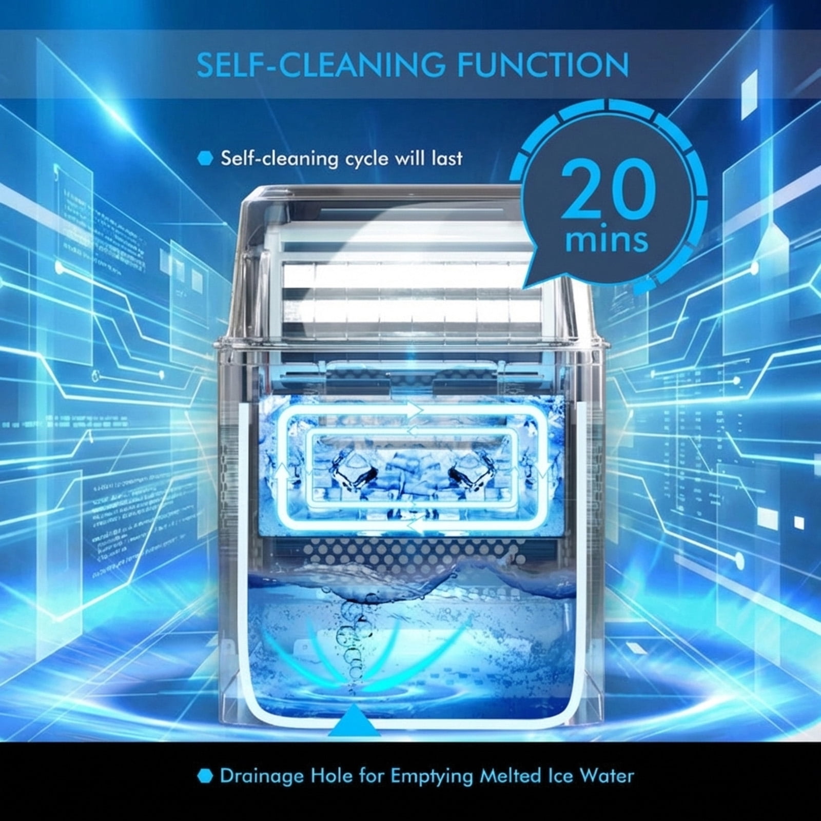RUIE Countertop Ice Maker,Portable Ice Machine with 40 Lbs/Day Production and Self-Cleaning Function,LCD Display,24H Timer,Ice Maker Machine for Home Kitchen Office