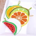 thumbnail image 3 of 2pcs Hanging Fruit Pattern Hand Towels Cartoon Cleaning Cloth Quick-drying Dishcloth for Kitchen Bathroom (Orange), 3 of 8