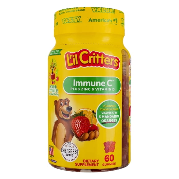 Vitafusion L'il Critters Immune C Gummies Dietary Supplement, Assorted Flavors, 60 Ct