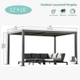thumbnail image 2 of Domi Outdoor Living Louvered Pergola 12'×16', Aluminium Pergola with Adjustable Roof, Curtains and Netting, Hardtop Gazebo for Patio, Deck, Garden, Yard, Beach(Gray), 2 of 8