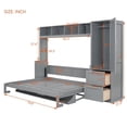 thumbnail image 6 of Full Size Murphy Bed with Closet and Drawers, Wall Bed with Storage Shelves and Cabinet, Wood Bed Frame with Support Slats, Folding Bed for Guest Room Small Room, Space Saving, Gray, 6 of 7