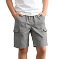 thumbnail image 2 of Lumosvexa Boys Cargo Shorts Cotton Breathable with Pockets Elastic Waist Kids Summer Daily Casual Shorts Gray Size 5, 2 of 10
