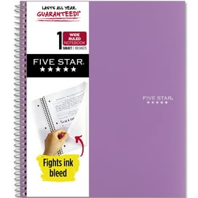 Five Star Wirebound Notebook, 1 Subject, Wide Ruled, 8" x 10 1/2", Amethyst Purple (930010CF1-WMT)