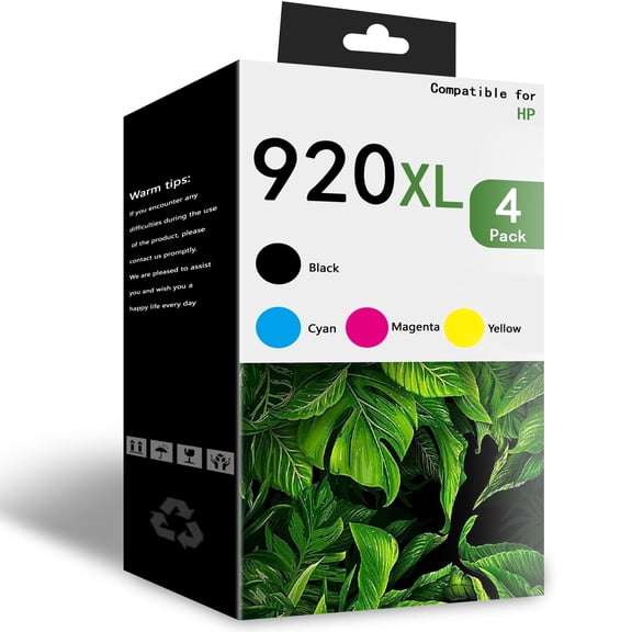 4 Pack 920XL Ink Cartridges Compatible 920XL for Officejet 6000 6500（Black Cyan Magenta Yellow ）