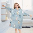 thumbnail image 5 of FORMRS Wearable Blanket Hoodie with Sleeves for Kids Cozy Flannel Sweatshirt, Blue Rabbits, 5 of 7