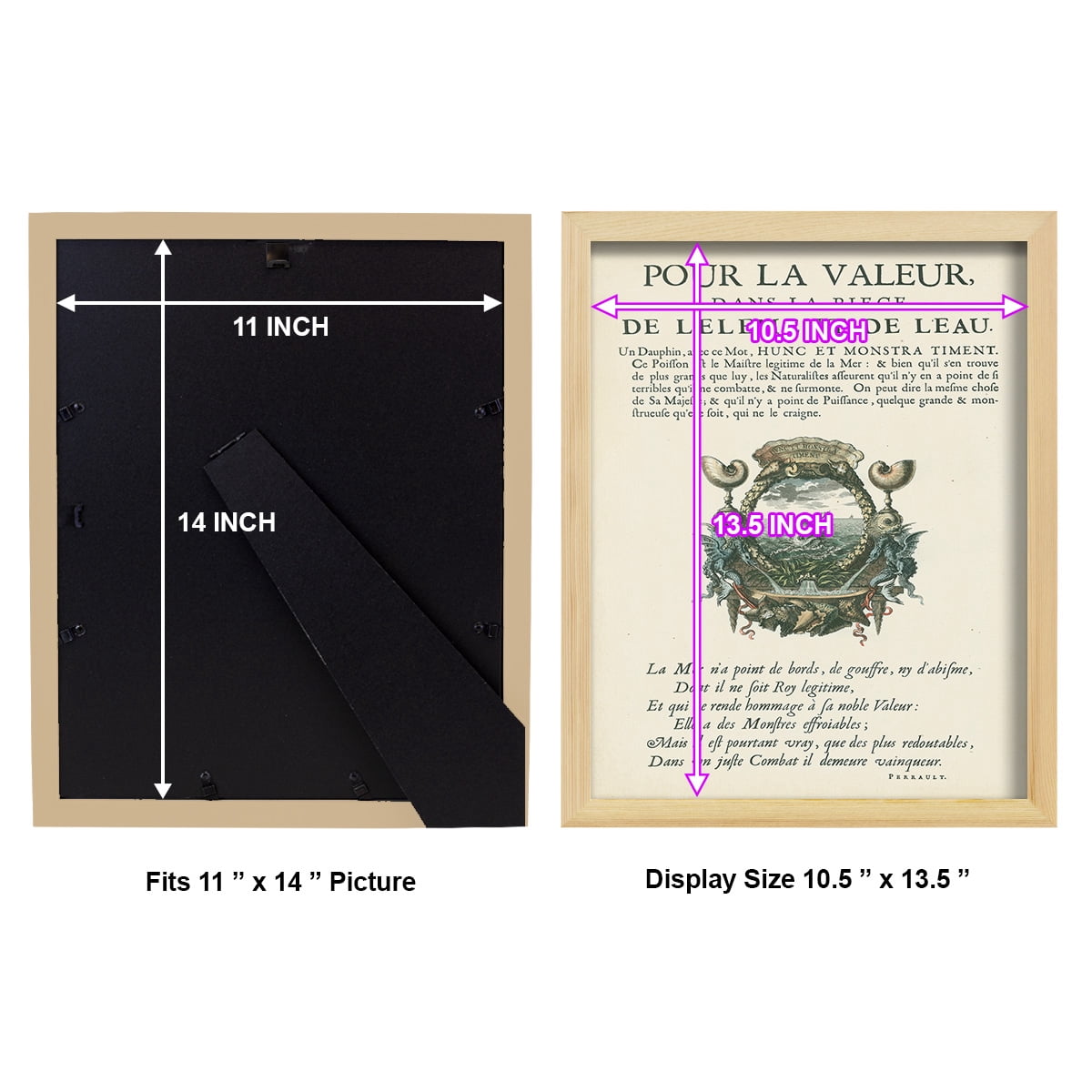 Printed Embellished Bookplate VII - Framed Print w/glass - Natural Wood