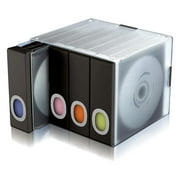CD Case, by Atlantic CD Storage Case Stack & Lock in 4 Color Coded Binders for 96 CDs or DVDs, White/Black