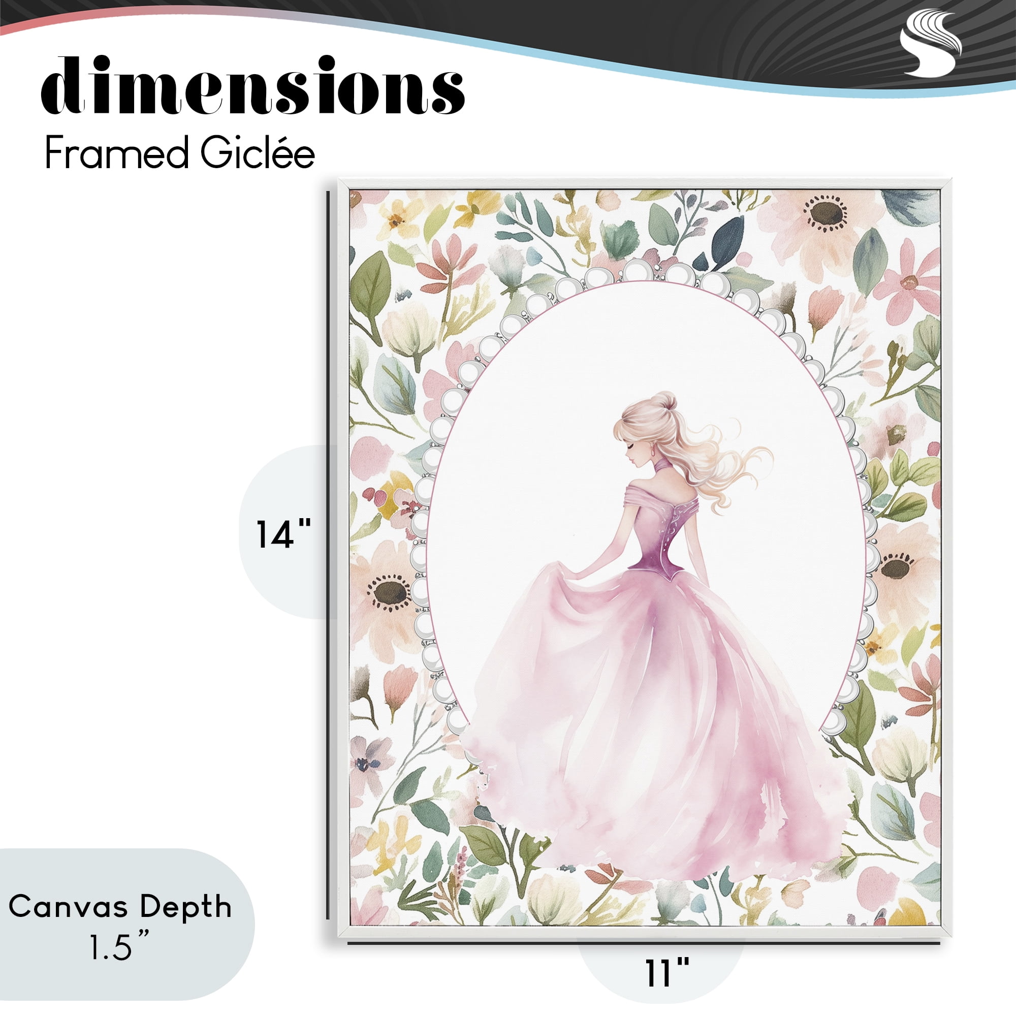 Stupell Industries Graceful Princess Love White Framed Giclee Art, design by Christine Simpson Art