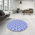 thumbnail image 4 of Ahgly Company Machine Washable Indoor Square Transitional Pastel Blue Area Rugs, 4' Square, 4 of 7