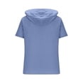 thumbnail image 4 of VSSSJ Men's Short Sleeve Hoodies Button Up Cotton Linen Shirts Casual Hooded Pockets Loose Lightweight Summer Beach Shirt Tops Blue M, 4 of 5