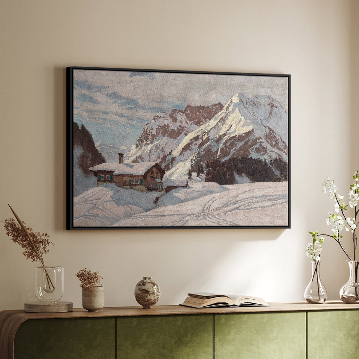 Vintage Landscape-CLXIII By Wexford Home Framed in Black Wood Gallery Wrapped Canvas 27 in. x 41 in.