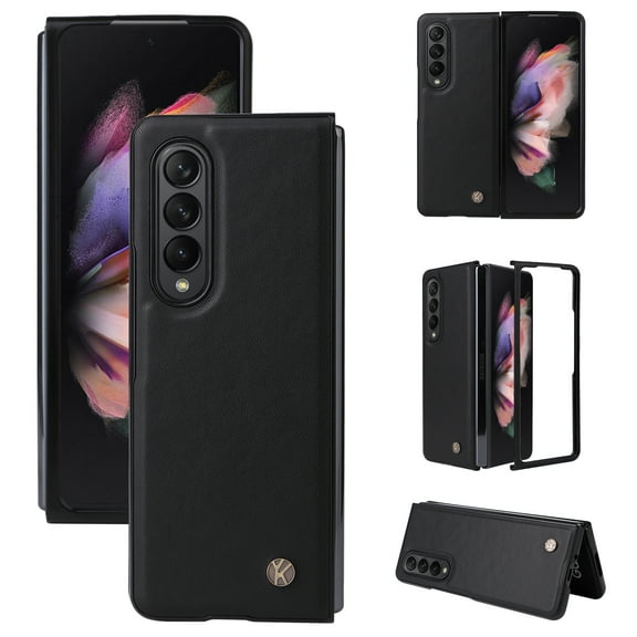 Nalacover Case for Samsung Galaxy Z Fold 3, Premium PU Leather Silicon Anri-Scratches Protective Frame Cover with Magnetic Attraction Folding Case for Samsung Galaxy Z Fold 3,Black
