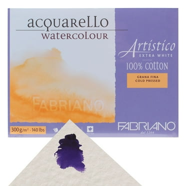 Fabriano Artistico Extra White Watercolor Block, Cold-Press, 140 lb., 5in x 7in, 25 Sheets