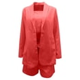 thumbnail image 4 of YYDGH Women's 2 Piece Open Front Long Sleeve Blazer Solid Color with Pockets Shorts Suit Sets Red XL, 4 of 6
