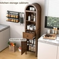 thumbnail image 4 of 64" Arched Bathroom Storage Cabinet, Kitchen Pantry Tall Cabinet with Adjustable Shelves, Freestanding Display Cabinet for Living Room, 4 of 7