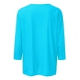 thumbnail image 4 of KDDYLITQ 3/4 Sleeve Tops Tops Summer Crew Neck T Shirt Plus Size Dressy Blouses Plain Tshirt Cyan XL, 4 of 5