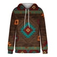 thumbnail image 4 of Womens Long Sleeve Tops Western Aztec Hoodie Ethnic Print Hoodie Pullover Cowgirl Rhombus Printed Hooded Sweatshirt Tops Womens Clothing Cheap, 4 of 5