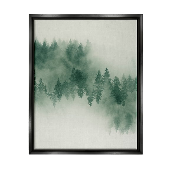 Stupell Surreal Foggy Forest Trees Landscape Painting Black Floater Framed Art Print Wall Art