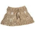 thumbnail image 5 of purcolt Women's Crochet Hollow Out Beach Skirt High Waist Drawstring Summer Vacation Boho Swim Skirts Swimsuit Cover Ups, 5 of 6