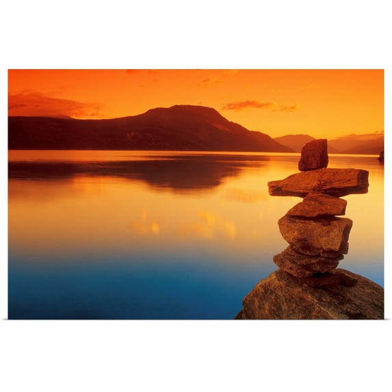 Great BIG Canvas | Rolled Don Hammond Poster Print entitled Sunset Over Water, Shuswap Lake, British Columbia, Canada