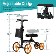 Elenker Steerable Knee Scooter with 10 Front Wheels, Foldable Knee Walker for Foot Injuries Crutches Alternative Black