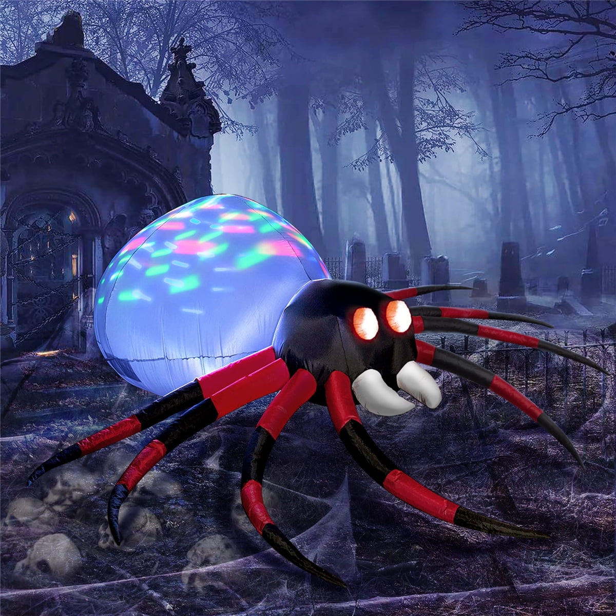 Halloween Inflatables Spider Decorations 8Ft Long Giant Purple Spider