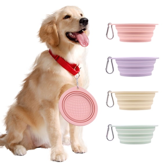 Foldable Slow Feeder Bowl for Dogs Cats, Portable Silicone Travel Food Water Bowl with Slow Eating Designs, Anti-choke Pet Bowl for Outdoor Walking Hiking, Topliu