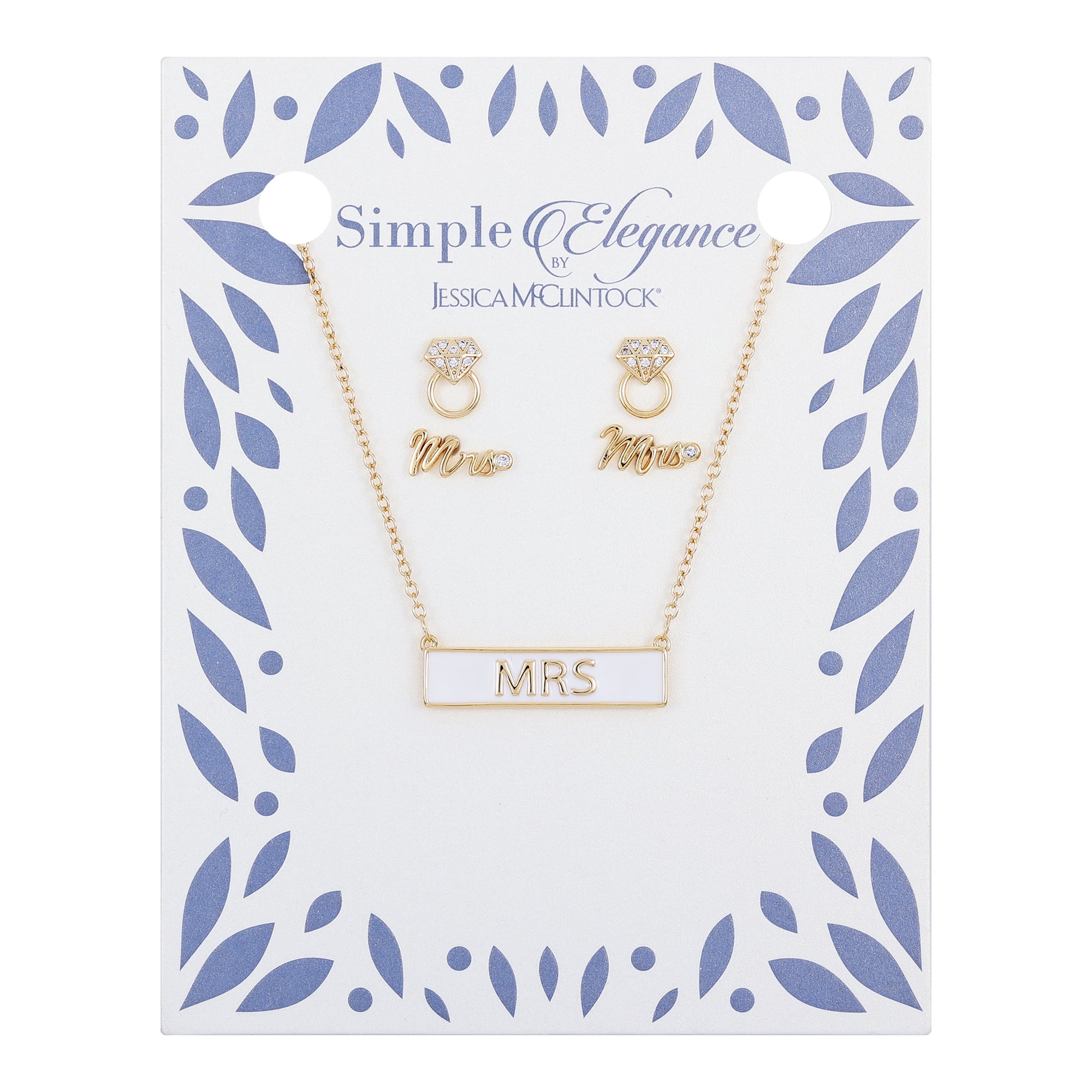 Jessica McClintock 14KT Gold "Mrs" Bar Necklace Set