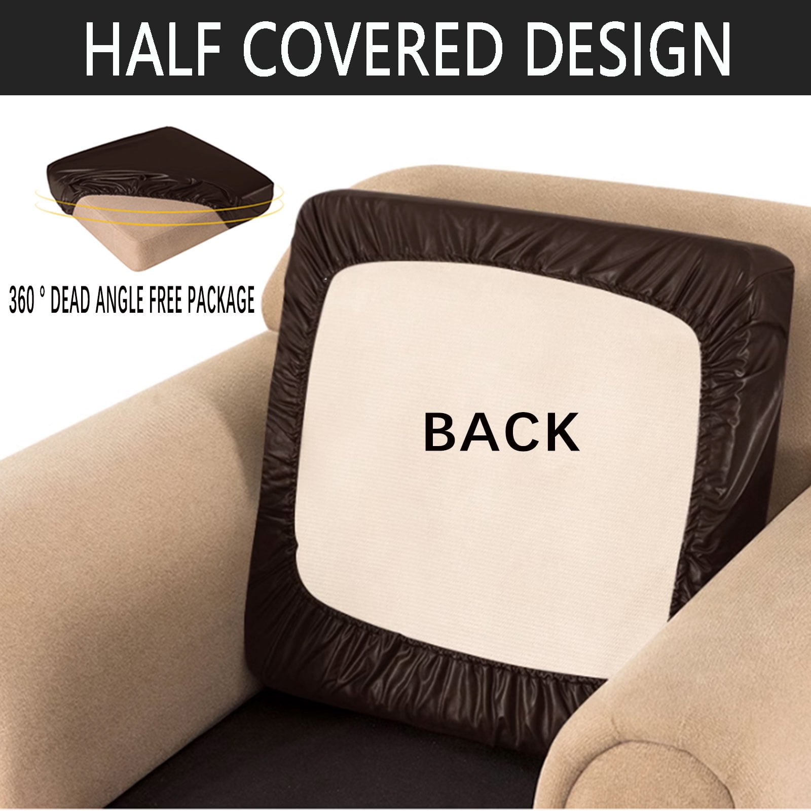 Shukii PU Waterproof Couch Cushion Covers Sofa Seat Covers Stretch Sofa Slip Covers Combination Sofa Cover Couch Sofa Covers For Pets With Elastic Bottom 3 Cushion Sofa,Black