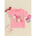 thumbnail image 2 of Bslissey Toddler Little Girls Birthday T-shirts Short Sleeve Letter Heart Embroidery Pullovers Infant Baby Casual Crew Neck Tops Summer Clothes 6M 12M 18M 24M 3T 4T, 2 of 8
