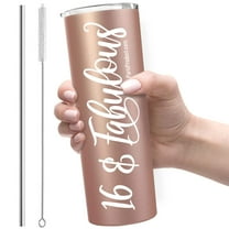 16 & Fabulous 20oz Stainless Steel Tumbler 16 Year Old Girl Gifts For Birthday, Sweet 16 Birthday Decorations For Girls, Sweet 16 Birthday Presents, Sweet 16th Gifts Girls, Gifts For 16 Year Old Girl