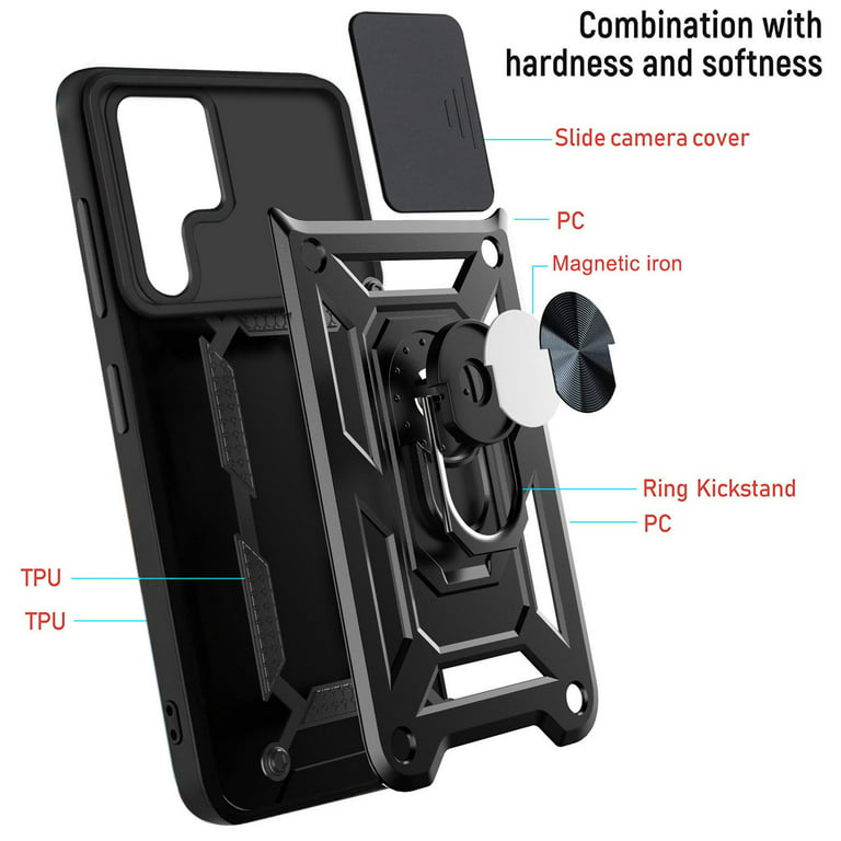 For Samsung Galaxy S20 Ultra Case, Ring Kickstand Magnetic & Slide Camera  Protector Military-Grade Hybrid Rugged Drop Protection Phone Cover