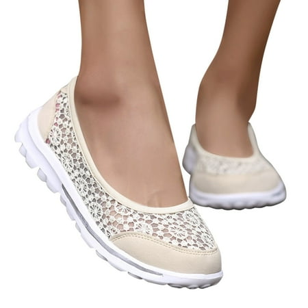 Mepaouo Women s Mesh Flats Shoes Foldable Knit Dressy Ballet Flats Cutout Casual Work Shoes