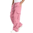 thumbnail image 2 of Men Wide Leg Baggy Cargo Sweatpants with Multi Pockets, 2 of 8