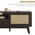 thumbnail image 6 of Rattan TV Stand for TVs, Wood TV Stand Mid Century Modern TV Stand TV Media Console with Drawer and 2 Cabinets, Boho Entertainment Center for Living Room, 6 of 18