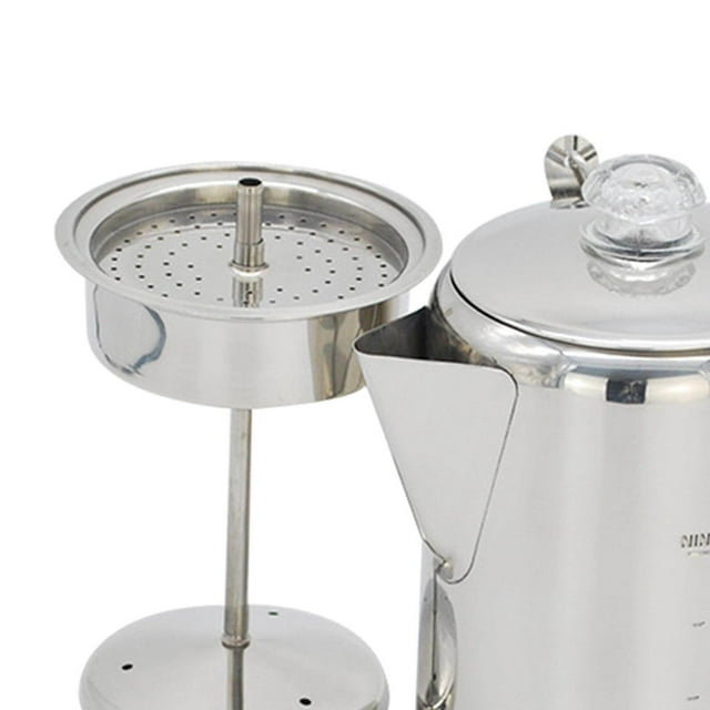 Stainless Steel 9 Cups Percolator Coffee Brew Kettle Maker for Outdoor Camping