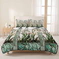 thumbnail image 3 of Full Quilt Set 78''x90'', Green Spring Botanical Lightweight Summer Bedspread Coverlet Set with 2 Pillow Shams, Summer Butterfly Vintage Breathable All Season Quilt Bedding for Bedroom/Guest Room, 3 of 9
