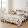 thumbnail image 2 of Twin Quilt Set 68''x86'', Orange Eucalyptus Leaves Lightweight Summer Bedspread Coverlet Set with 2 Pillow Shams, Botanical Fall Rustic Beige Breathable All Season Quilt Bedding for Dorm/Bedroom, 2 of 9