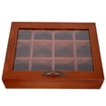 thumbnail image 1 of Estuche de madera con 12 rejillas para guardar bolsitas de té, sobres de azúcar, bolsitas de especias, cajas para café instantáneo con tapa transparente, 1 of 8