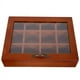 thumbnail image 1 of Estuche de madera con 12 rejillas para guardar bolsitas de té, sobres de azúcar, bolsitas de especias, cajas para café instantáneo con tapa transparente, 1 of 8