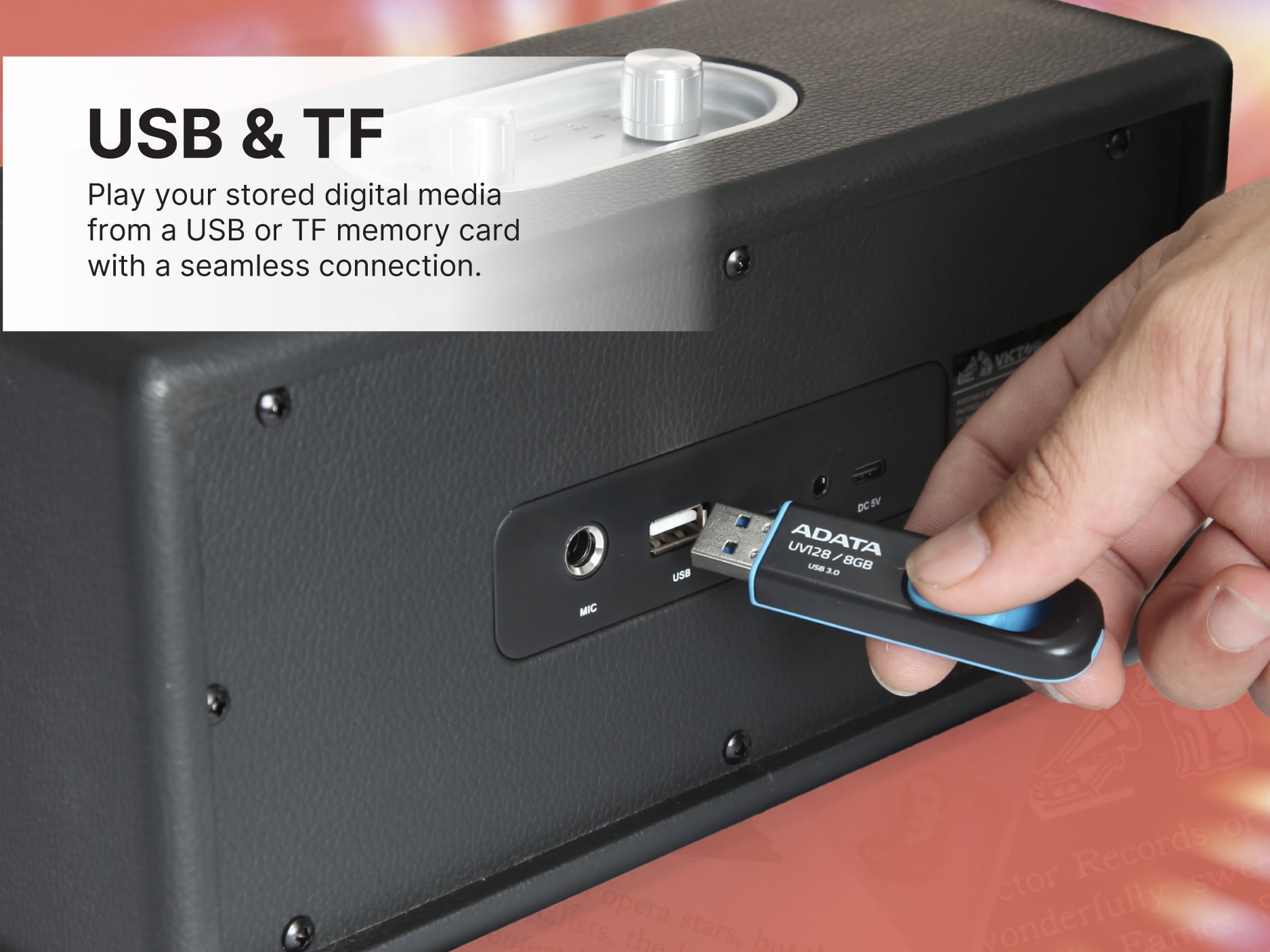 Victor Small Portable AUX Speaker with Bluetooth, Anywhere, FM