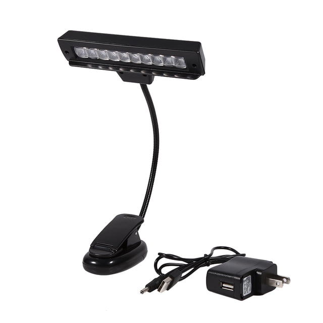 Clip Portátil de 10 LED en Soporte de Música, Luz de Abrazadera, Lámpara de Lectura de Escrito de Dormitorio, CA 110V 220V Para Espacios de Trabajo