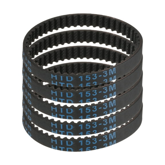 5 Packs HTD-3M Rubber Timing Belt 51 Teeth, 153mm Pitch Length x 6mm Width x 2.4mm Height, Pulley Timing Belt